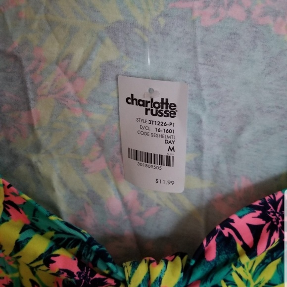 NWT- Bright Floral Crop Top - Picture 2 of 4